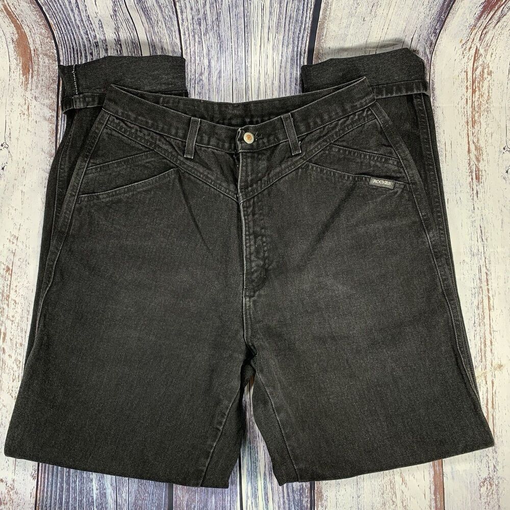 Vintage Rockies Rocky Mountain High Waisted Western Bareback Black Jeans 30 X 36